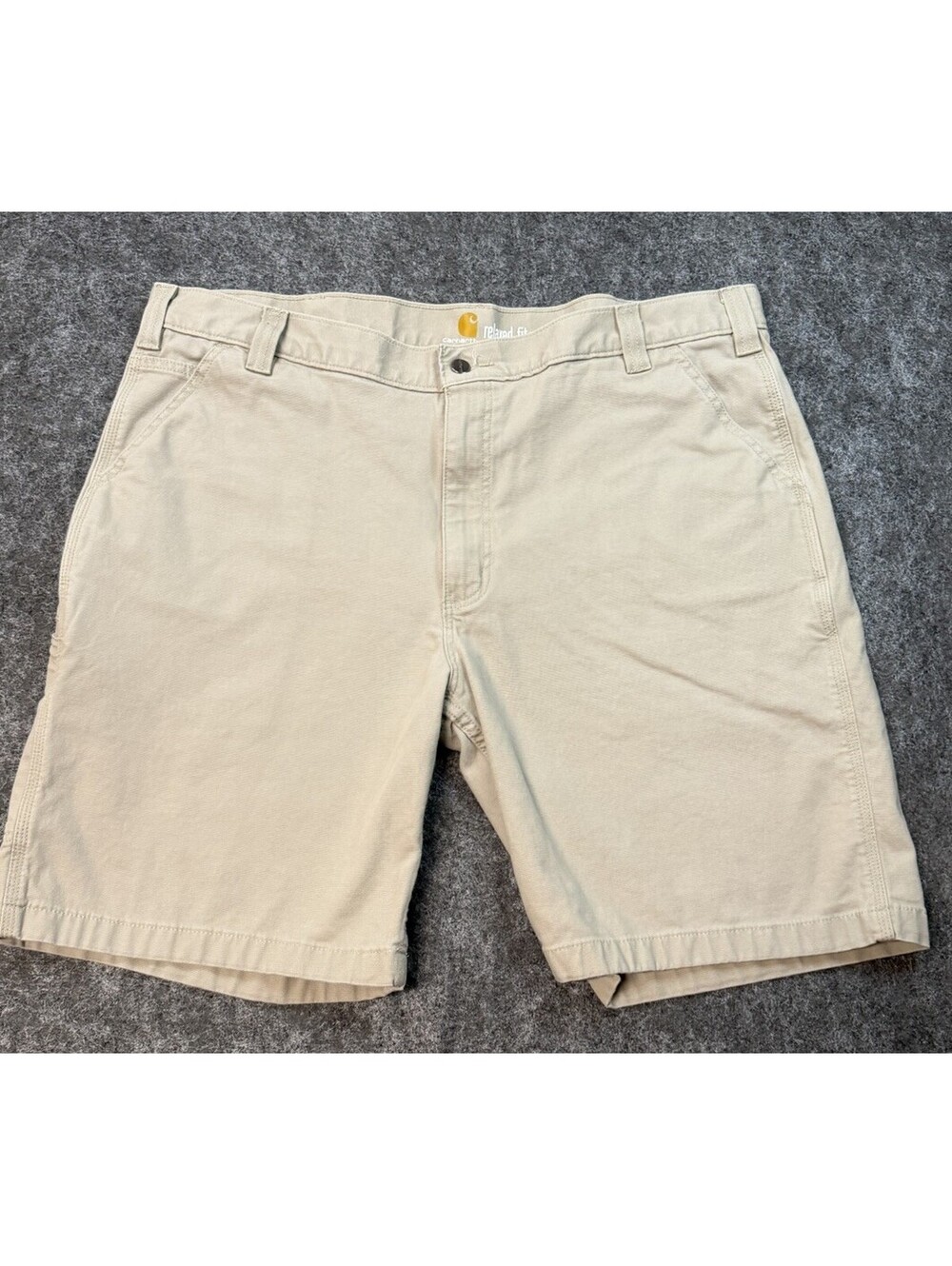 Carhartt Relaxed Fit Carpenter Work Shorts Khaki Tan Mens 42 Cotton Stretch